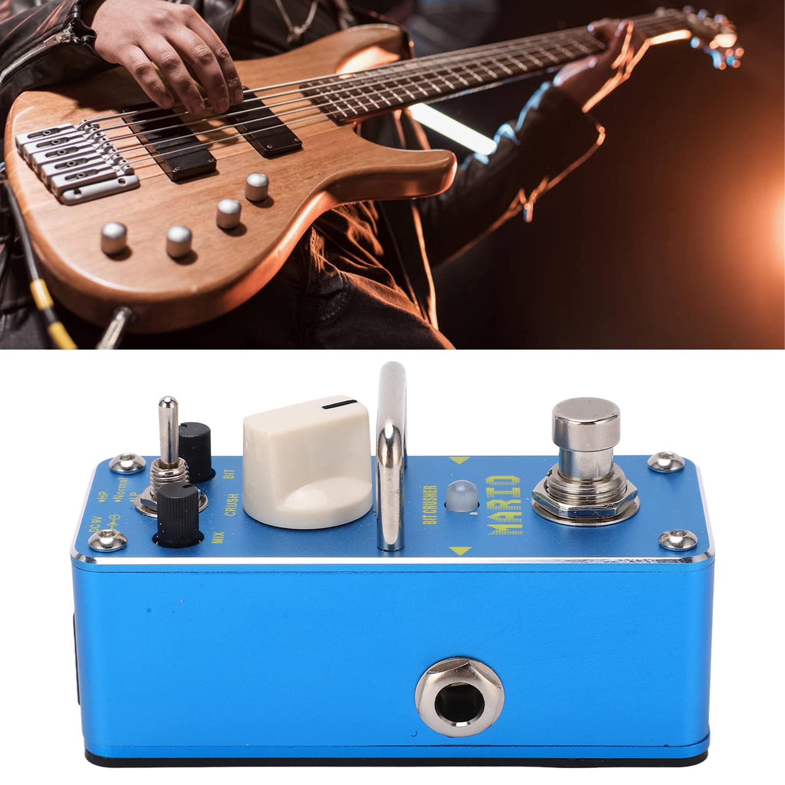 Pedale Effetto per Chitarra Elettrica Compatto True Bypass Bit Crusher per Musicisti Metal Blue