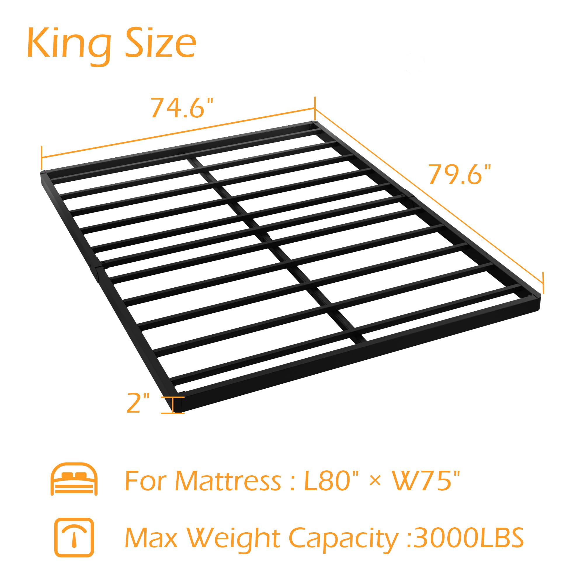Amazon.com: Maenizi King Size Box Spring 2 Inch Low Profile