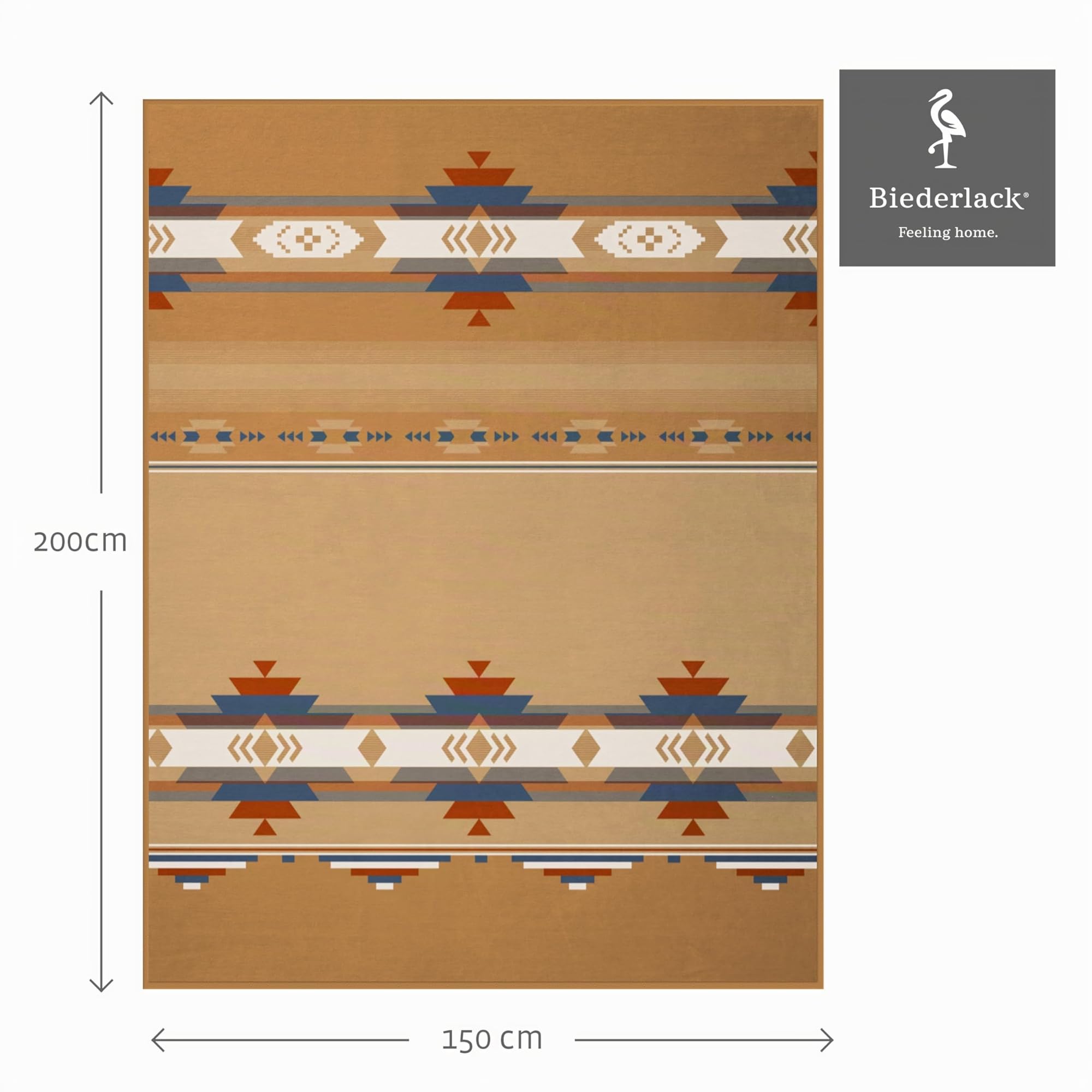 Biederlack Kuscheldecke Montana I Wohndecke aus Baumwollmischgewebe I Sofadecke in 150 x 200 cm I braune Decke im traditionellen Stil I Made in Germany