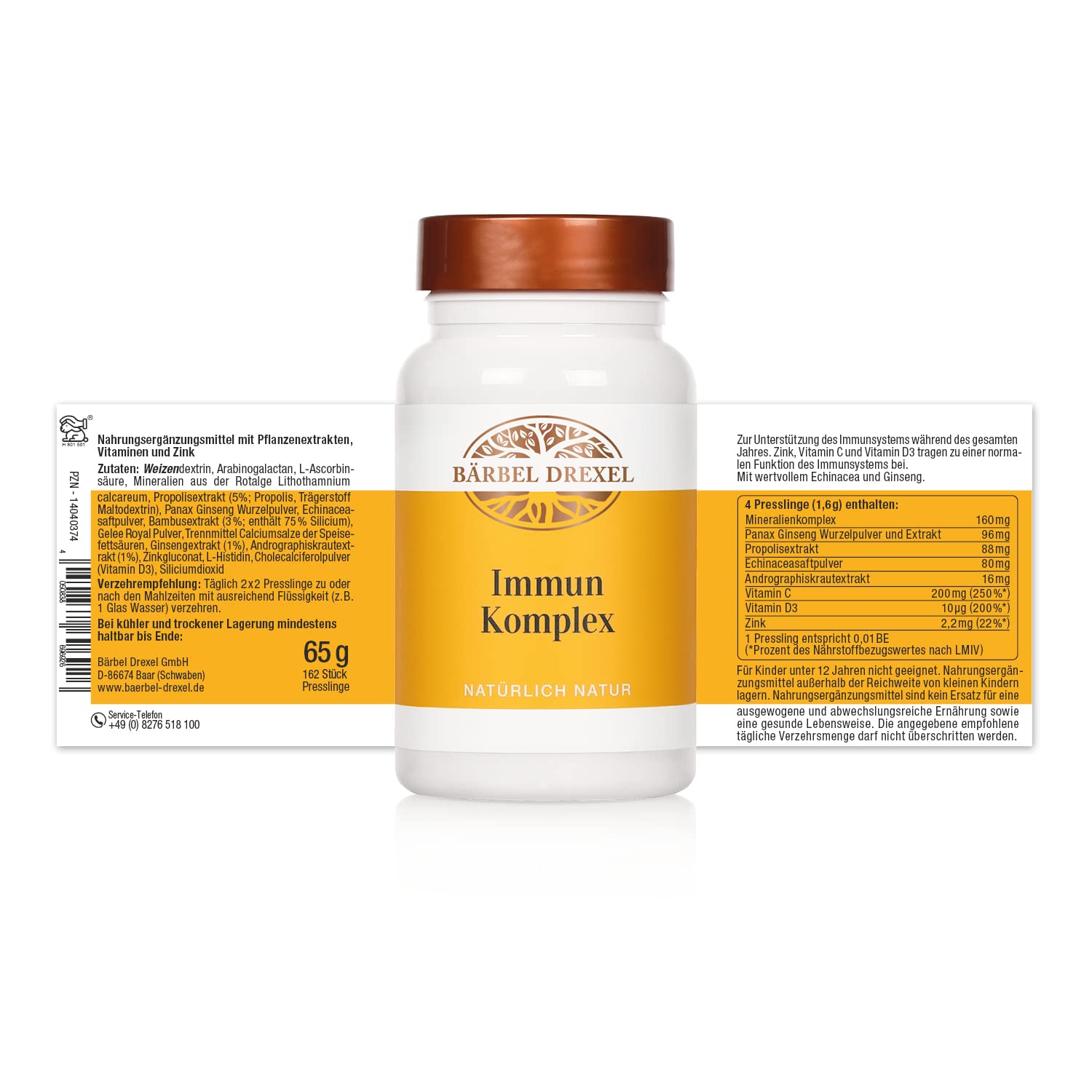 BÄRBEL DREXEL® Immun Komplex Kapseln (162 Stk) Immunsystem Stärken, Vitamine, Propolis, Echinacea 100% Natürliche Herstellung Deutschland Vitaminkomplex Vitamin C