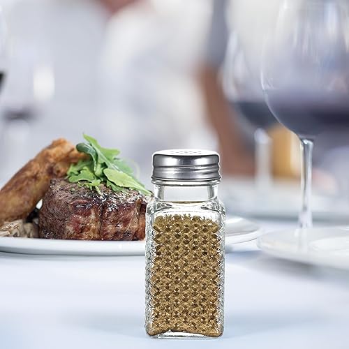 Miniatura 7 de Juego de 2 saleros y pimenteros de cristal, mezcladores de especias vintage para mesa de comedor, cocina, restaurante (patrón de cuadrícula)