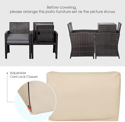 Miniatura 5 de COSTWAY Juego de muebles de ratán de 3 piezas, juego de sillas acolchadas de mimbre para exteriores con mesa de almacenamiento lateral, juegos de