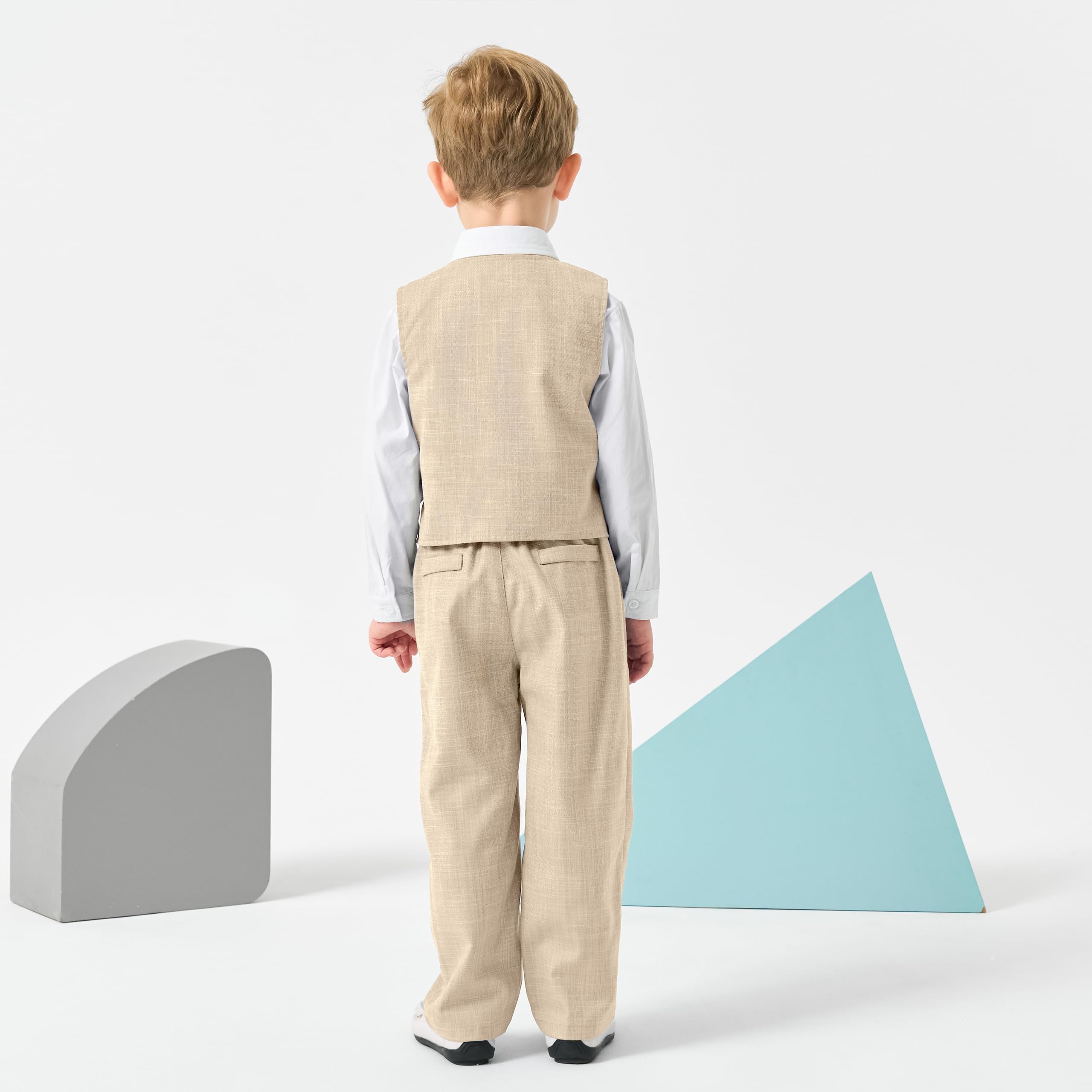 Volunboy Ensemble Costume Bébé Garçon, Cérémonie Formel Mariage 4 Pièces Gilet Chemise Pantalon avec Noeud Papillon
