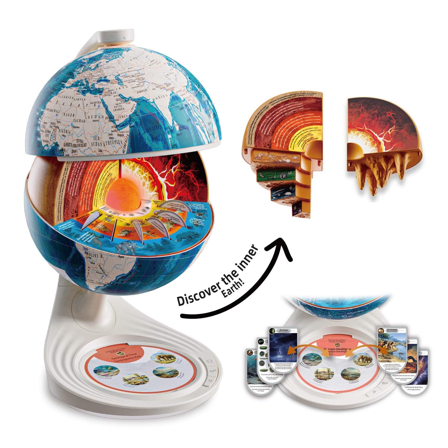 Canal Toys - So Science - Interaktywny globus eksploracyjny 3D dla dzieci od 6 lat - Quiz dźwiękowy - Geografia i kultury świata - Mapy audio - Gra edukacyjna STEM - PL/en - COS 003FR