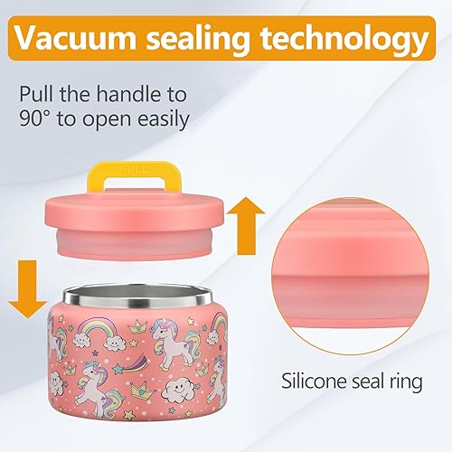 Miniatura 5 de Termo infantil de 8 onzas para comida caliente, recipiente pequeño de acero inoxidable, termo de boca ancha fácil de abrir para alimentos fríos y