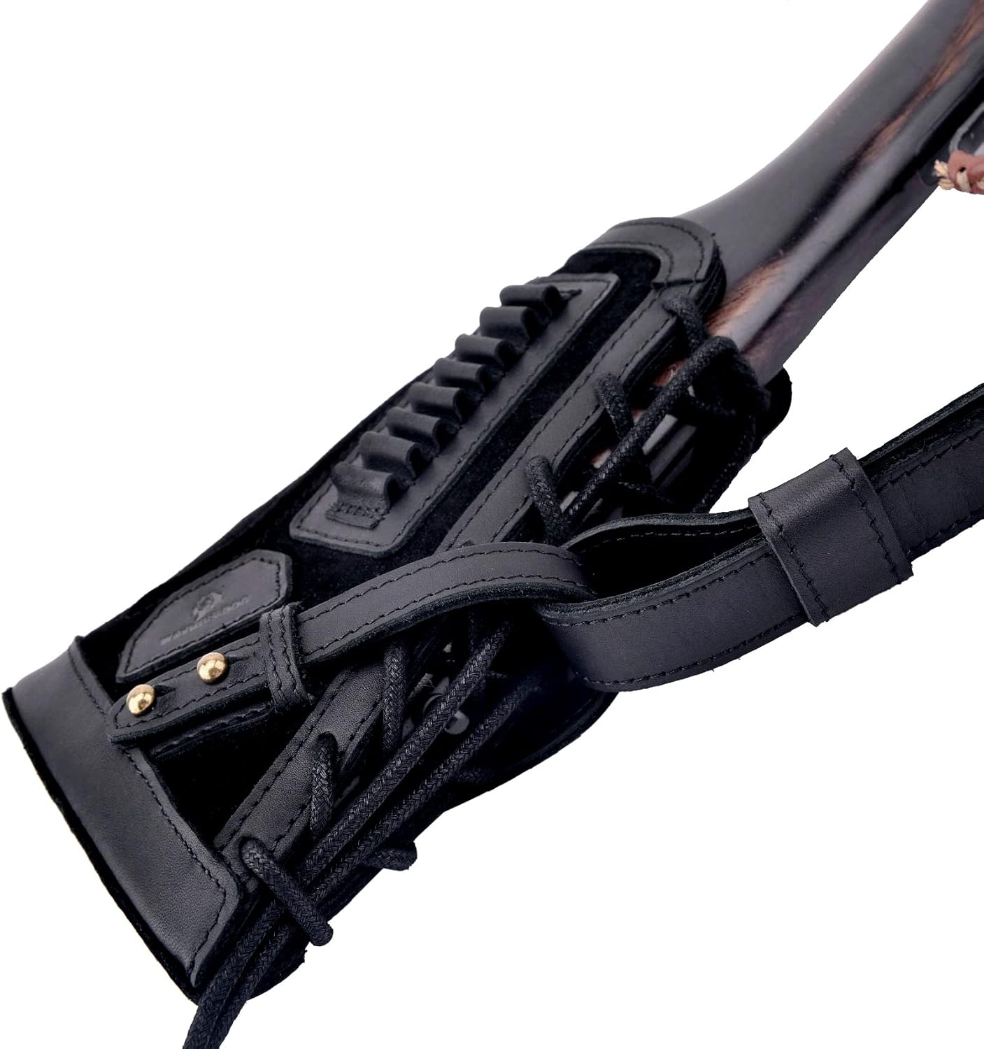 Cowhide Leather Recoil Pad Rifle Buttstock Cheek Rest Pad with Shell Hoder for Left Right Handed