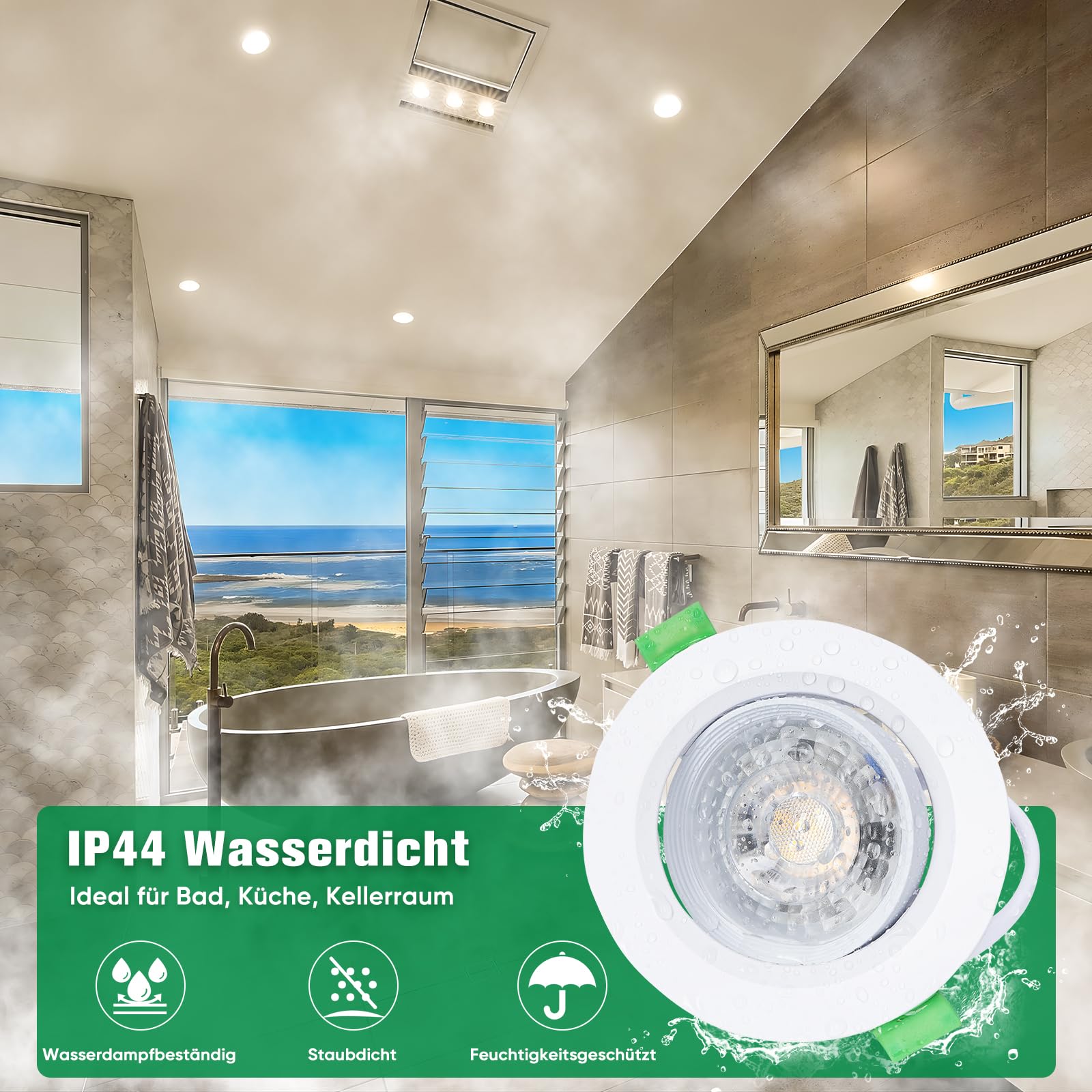 Shine Decor LED Einbaustrahler,Neutralweiß 4000K Dimmbar,Led Spot Deckenstrahler,LED Einbauleuchten Für Schlafzimmer Badezimmer Küche,10er Set