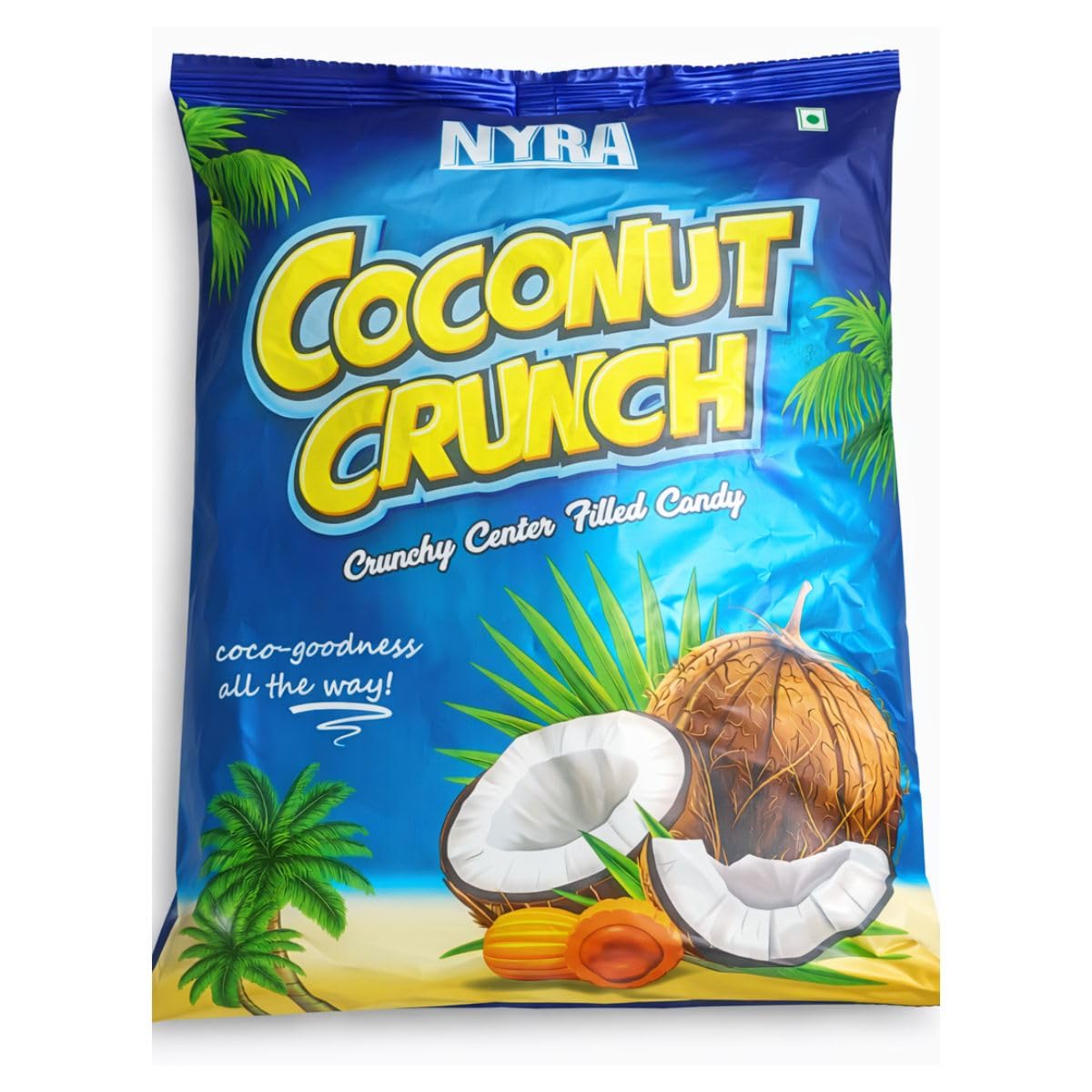 Nyra Coconut Crunch Candy – 100 Pieces each | Pack of 2 | Kabhi Meetha Kabhi Khatta | Coconut Flavored Toffee | Sweet & Tangy Treat for Kids & Adults | Party Jar | Indian Flavored Candy Delight