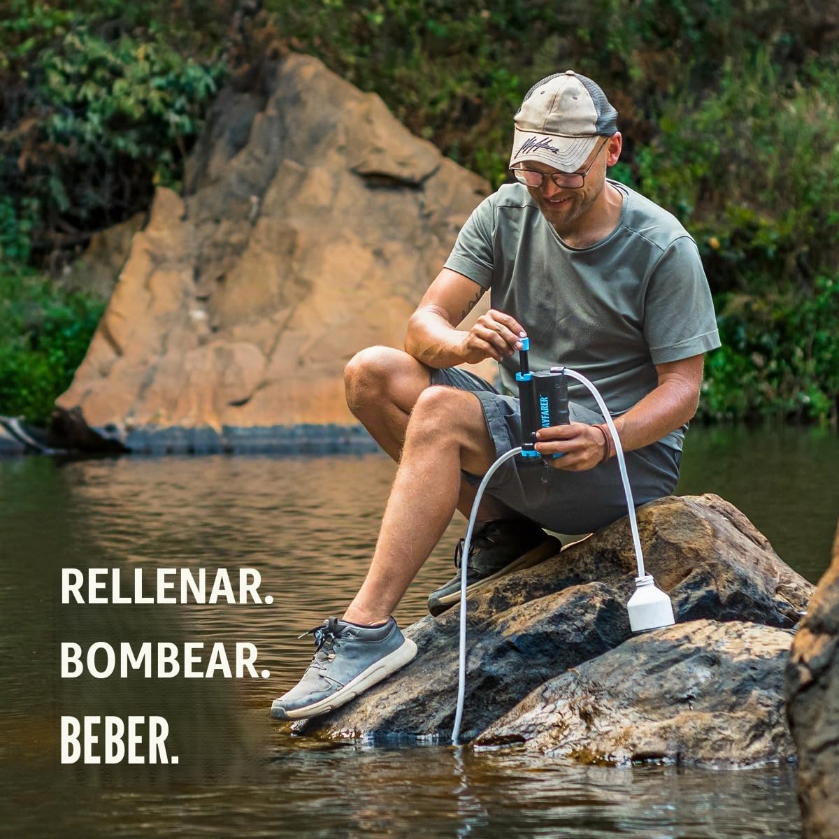 LifeSaver Wayfarer - Purificador de Agua Portátil Compacto y Liviano, Kit Supervivencia para Camping y Aventura, Filtro de Agua de Mano, Elimina el 99,99% de Bacterias y Microplásticos
