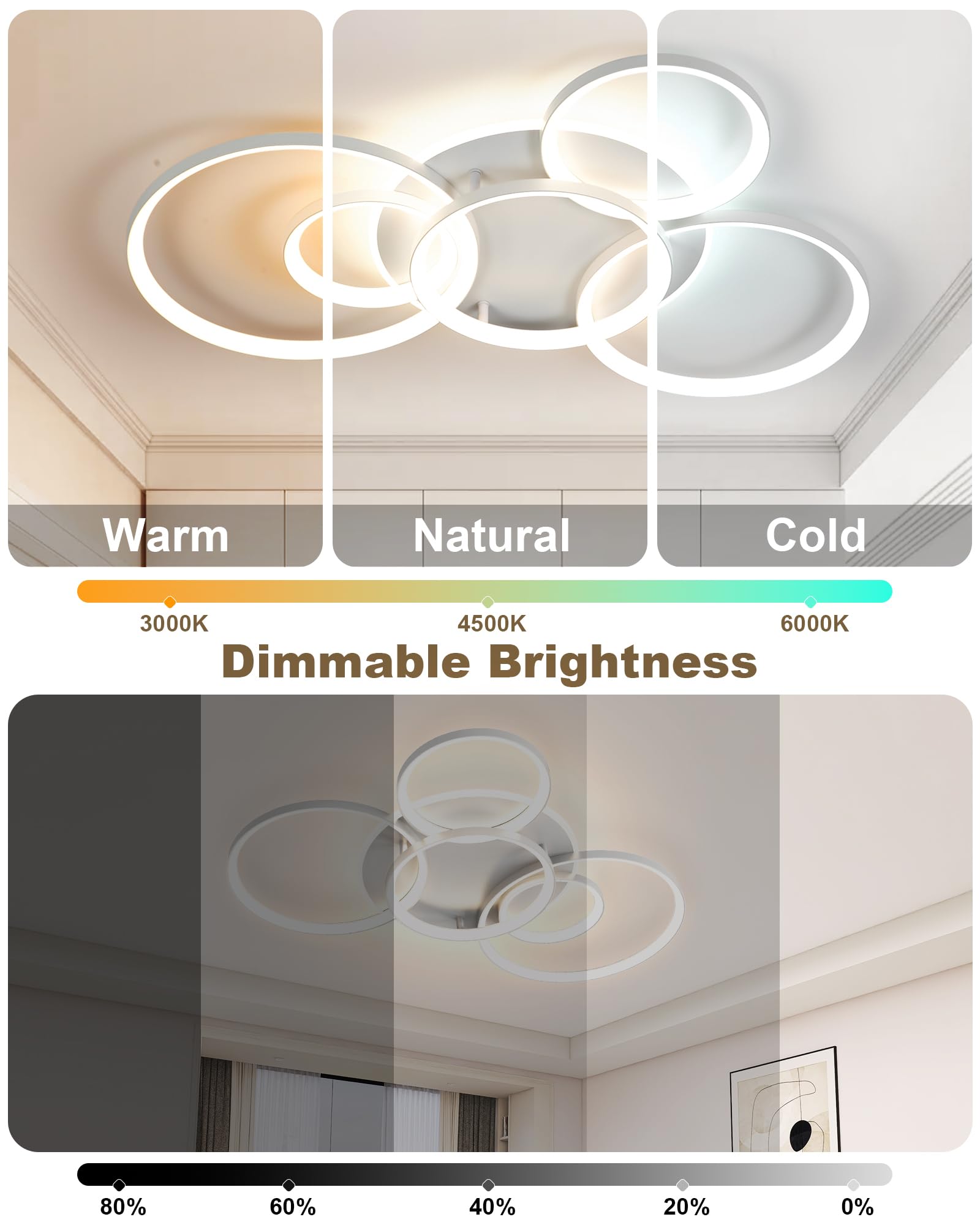 Plafoniera LED Soffitto Moderna, Lampadario Camera da Letto 86 * 60cm，Plafoniera LED Dimmerabile 3000K-6000K per Soggiorno Camera da Letto Sala da Pranzo 75W
