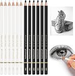 Heshengping 6 Black 6 White oil color pencils coloring drawing pencil oil-based wooden colored pencils for artists beginners artists, 12 pack