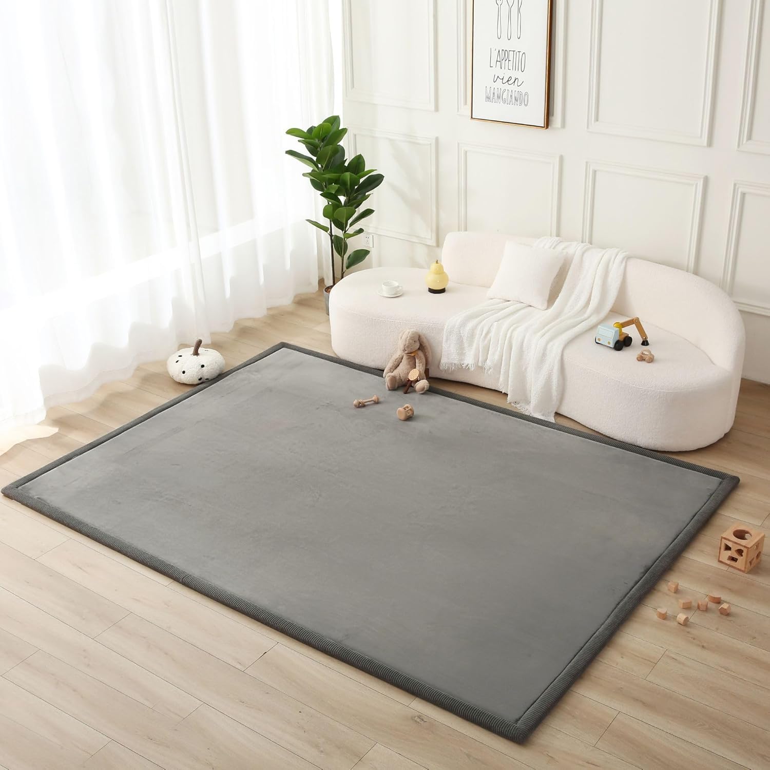 Colchoneta Manta Juegos Bebe 280x200x2,5cm, Beige – Tapete Infantil con Memory Foam Manta de Juegos Bebe Antideslizante, Tatami Bebe, Suelos Infantiles — view 18