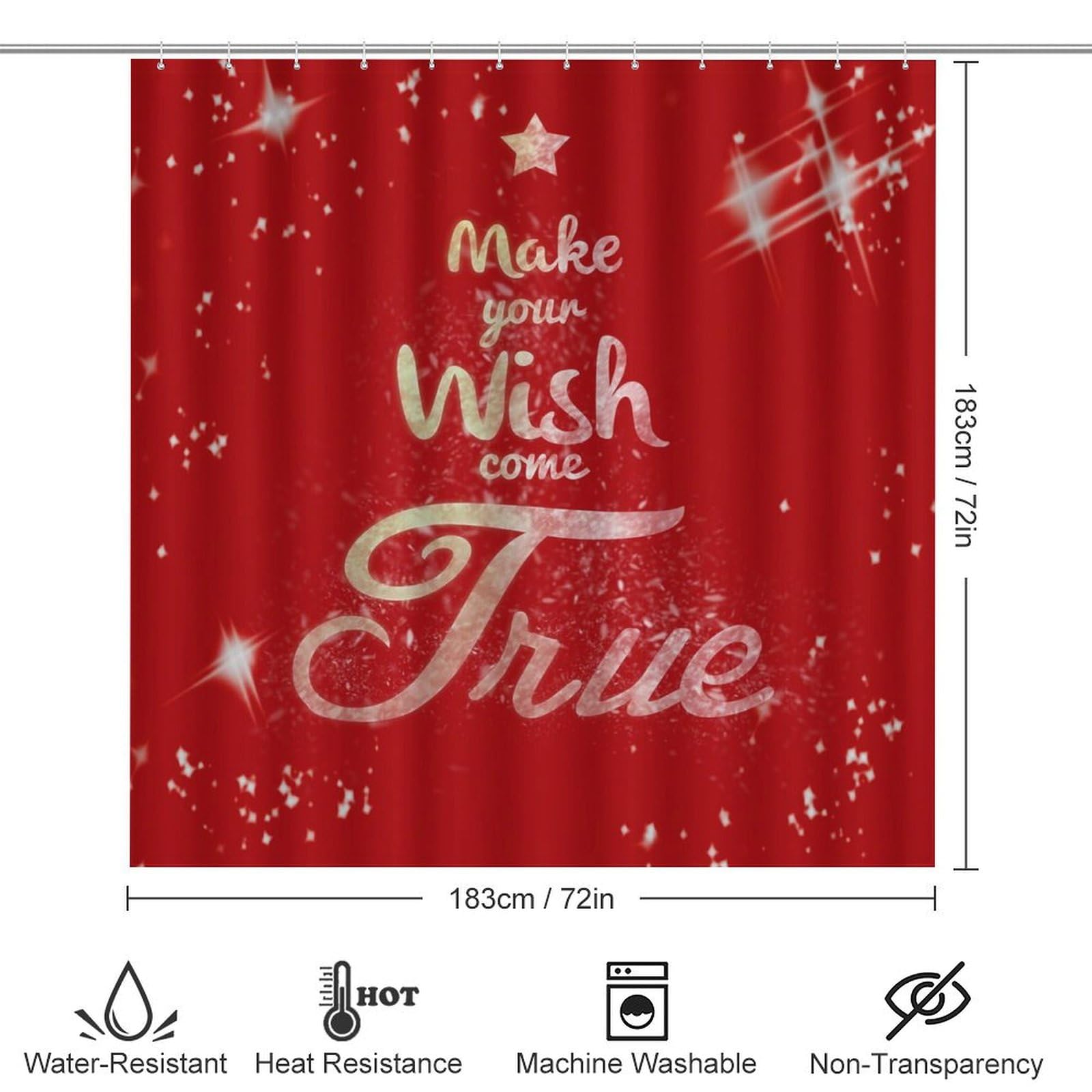 Navidad, Dreams Come True, Text Baño de Cuatro Piezas Tappeto De Baño Absorbente Y Antideslizante, con Material De Diatomita, Ideal para Baños Modernos 183×183cm