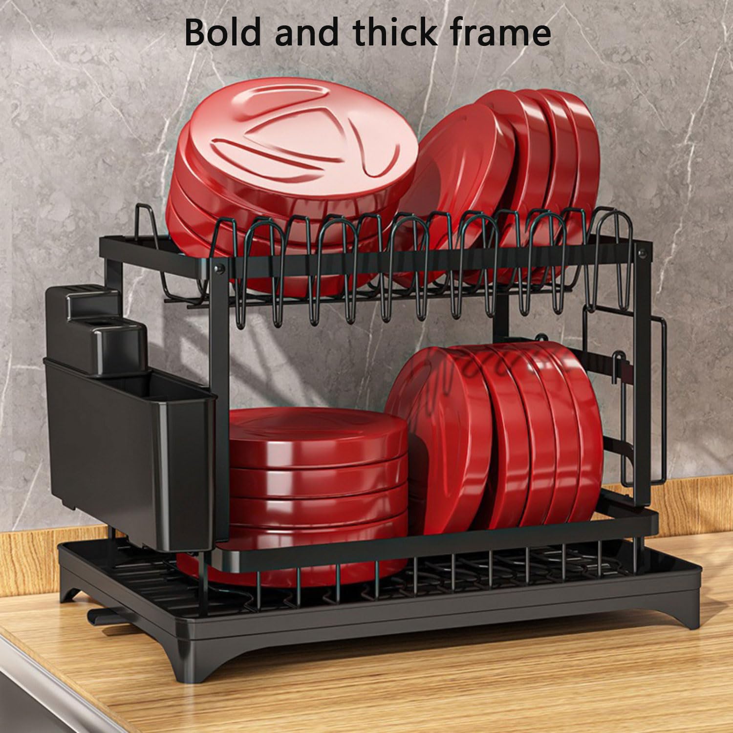 Escurreplatos Acero Inoxidable Cocina, Multifunción Escurridor De Platos Desmontable De 2 Niveles, Escurridor de Platos para Fregadero con Bandejas de Goteo,Soporte de Cubiertos Soporte de Vaso