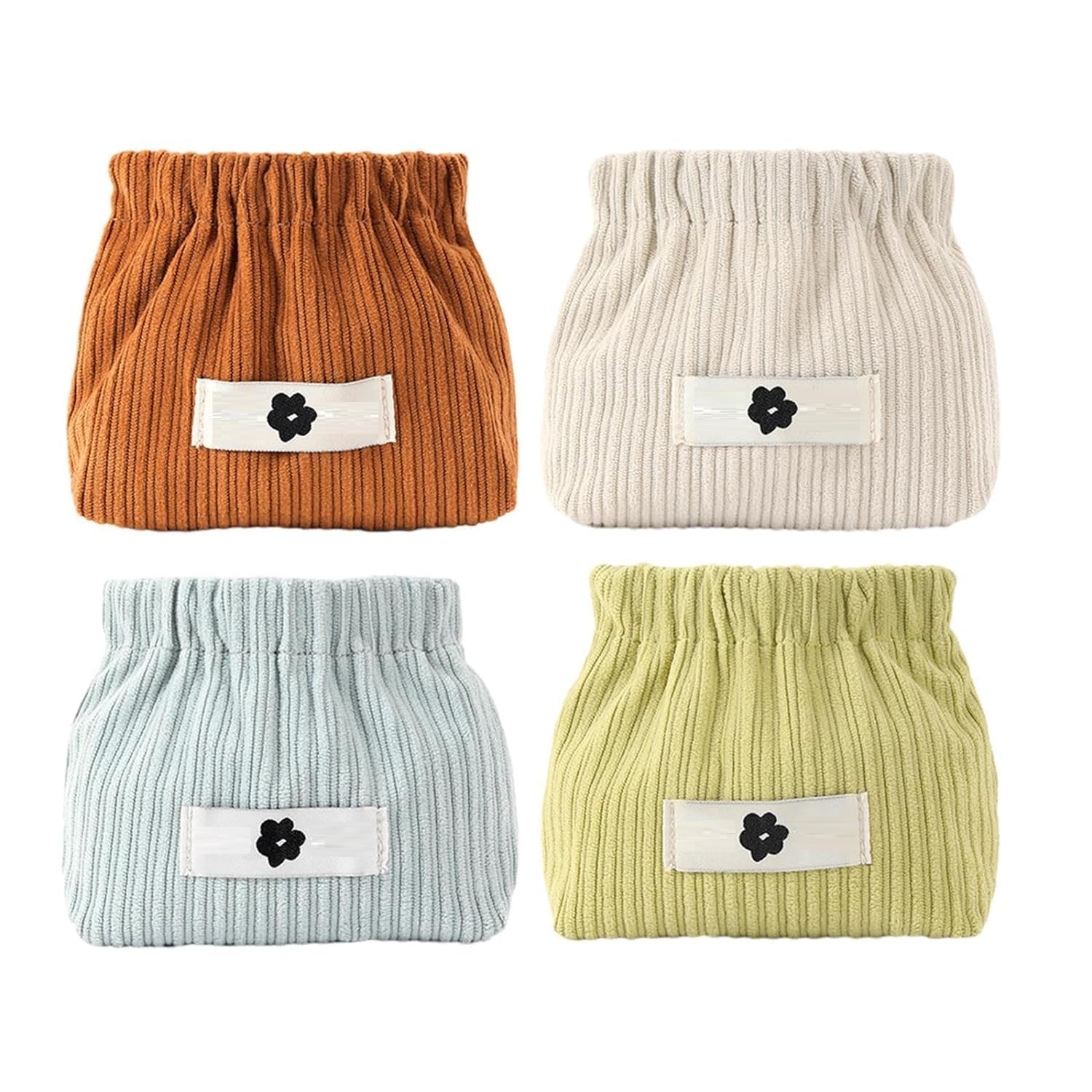 BEYOND BASIC 4pcs Small Makeup Pouch, Lipstick Cosmetic Bag, Corduroy Elastic Storage Pouch, Makeup Pouches for Women Girls, Travel Coin Pouch Jewelry Organizer Bag - Self Closing-image-44