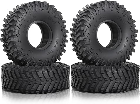 1.9 inch RC Crawler Tires OD 120mm All Terrain Soft Rubber Mud Tyres with Foam for 1/10 Rock Crawler Car Traxxas TRX4 Axial SCX10 III RC4WD D90 TF2 Gen8 RR10 1.9" Beadlock Wheels 4PCS