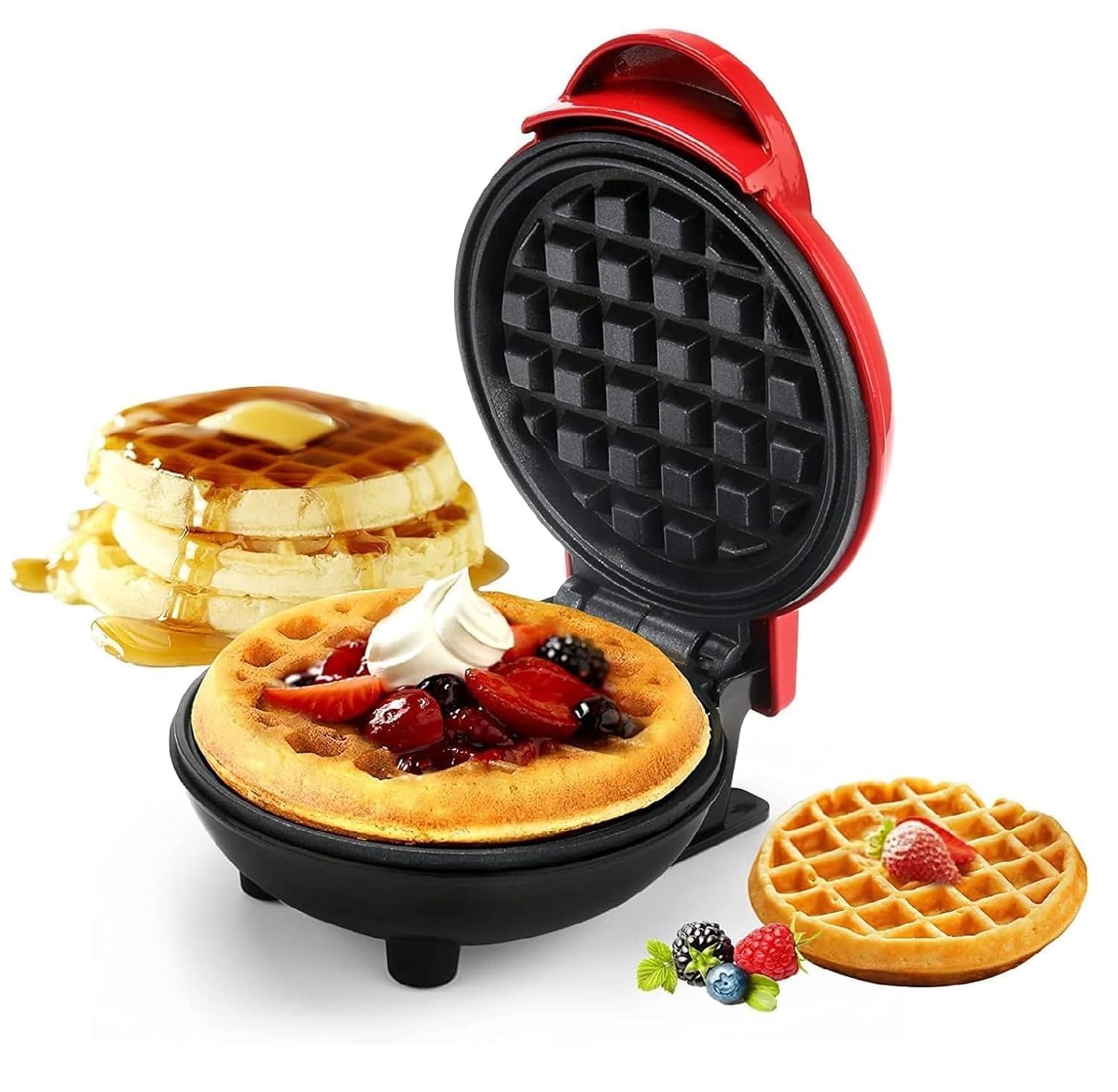 3 in 1 Mini Waffle Maker Machine 4 Inch Electric Waffle Iron with Interchangeable Plates Easy to Clean Breakfast Sandwich Snack Maker 350 Watts-picture-30