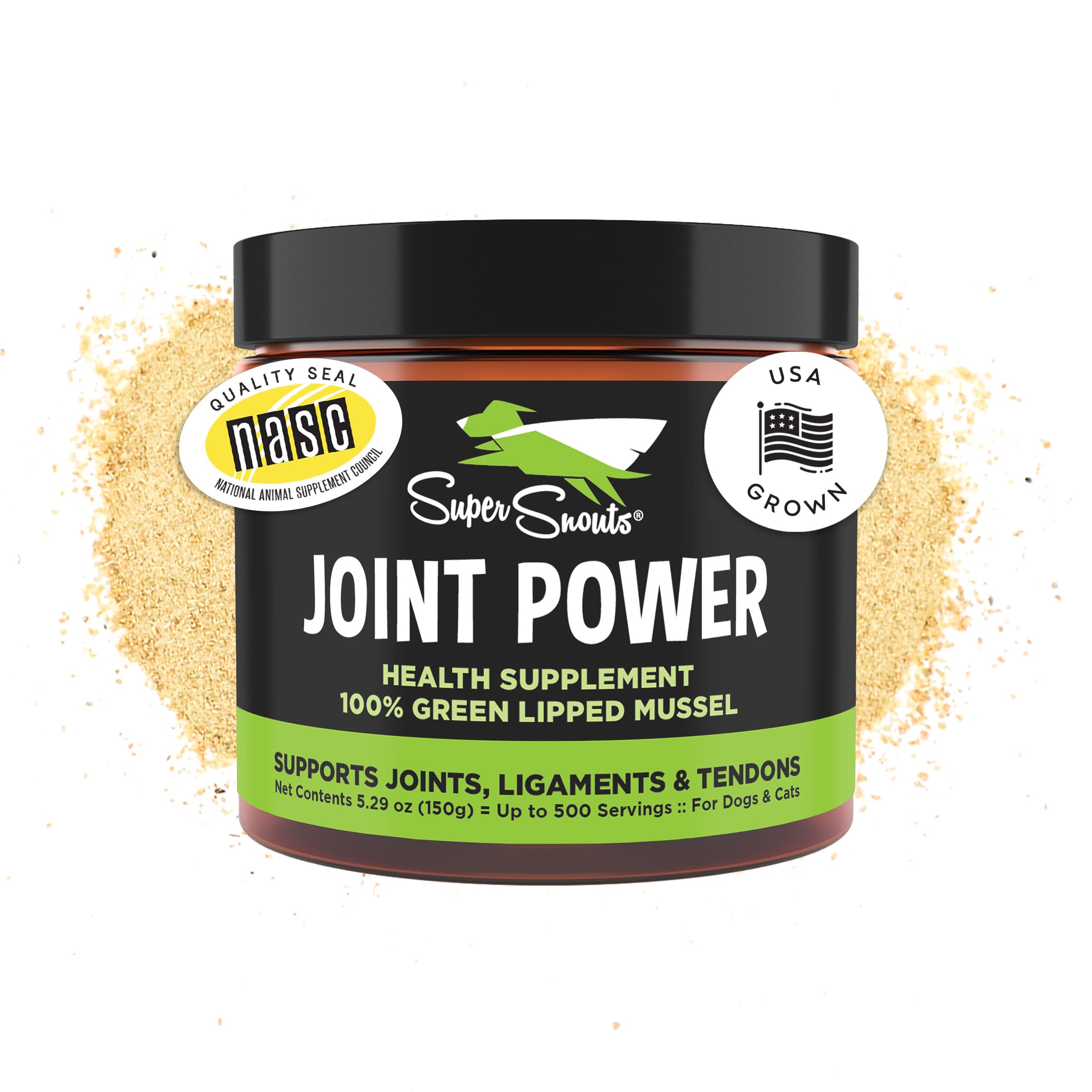 Super Snouts Joint Power – 5.29oz Powder – Joint Supplement for Dogs and Cats with 100% Green Lipped Mussel Helps Ease Discomfort & Stiffness– Made in The USA