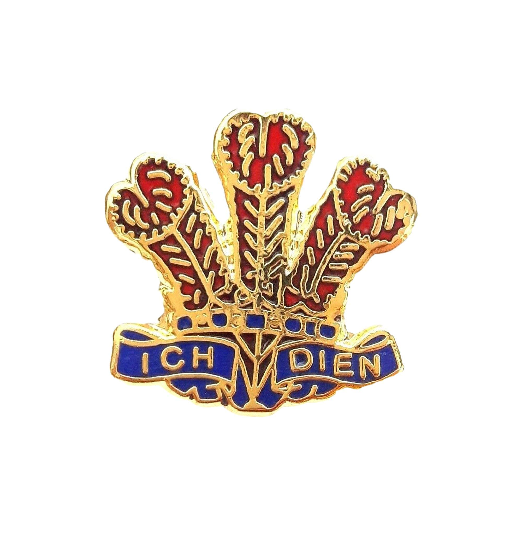 emblems gifts Prince of Wales Feathers Red Enamel Lapel Pin Badge T248a