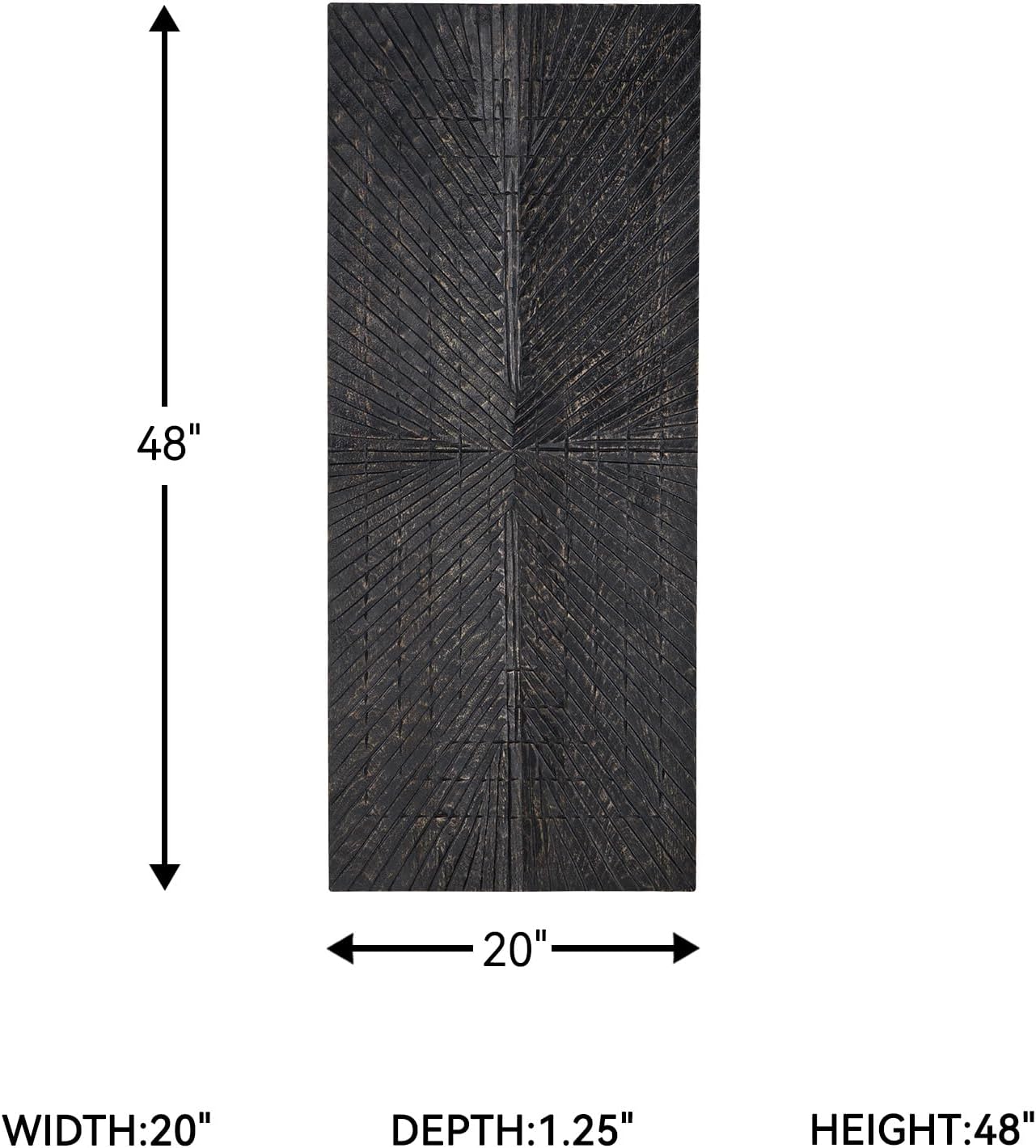 Signature Design by Ashley Lenora Rustic Sunburst Wood 20 x 48 Inch Wall Decor, Black