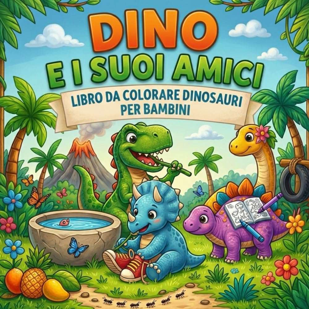 Libro Dinosauri da Colorare per Bambini 4-5-6-7-8 Anni – Dino e i Suoi Amici: Album con Grandi Disegni, Storie Dolci, Emozioni, Amicizia, Attività ... Per la Scuola dell'Infanzia e l'Autonomia.