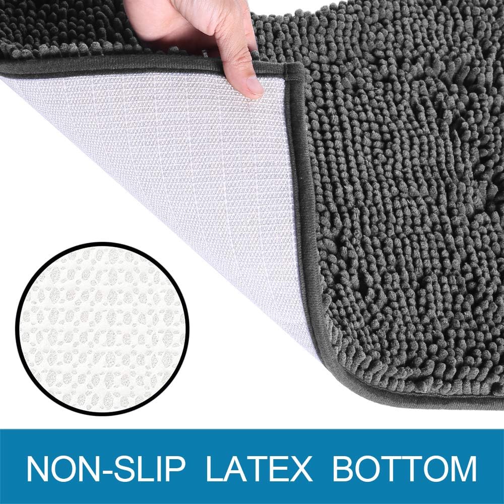 Chenille Bathroom Rug Rectangle Mat 1 Piece, Extra Soft and Absorbent Shaggy Rugs Perfect Plush Carpet Mats for Tub, Shower, and Bath Room (20"x20" U Shape, Dark Taupe)