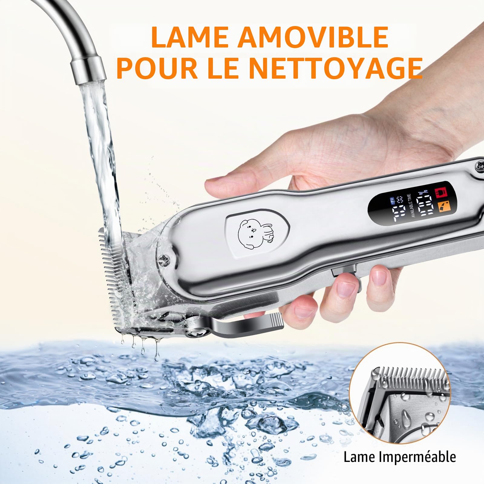 YAZEKY Tondeuse Chien Poil Long Epais, Tondeuse pour Chien Chat Professionnelle Sans Fil avec Ecran LCD, Trimmer Chat Poils Longs Noeud Haute Puissance de Toilettage pour Animaux de Compagnies