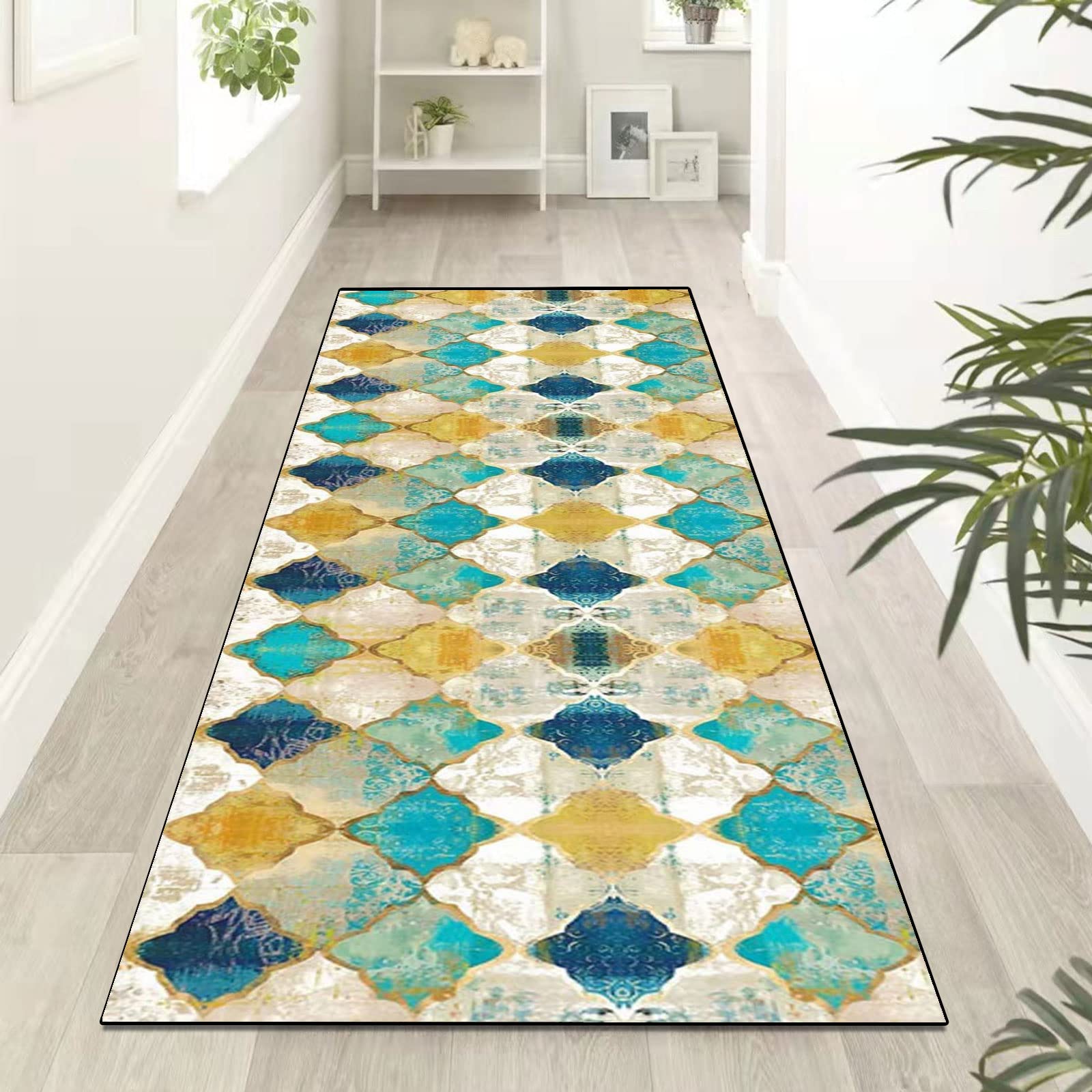 Alfombra de Pasillo de Poliester，Alfombra de Cocina Antideslizante,Alfombra de Pasillo Larga Antideslizante，Lavable con Respaldo de Goma,para Pasillo,Cocina,Entrada,habitación