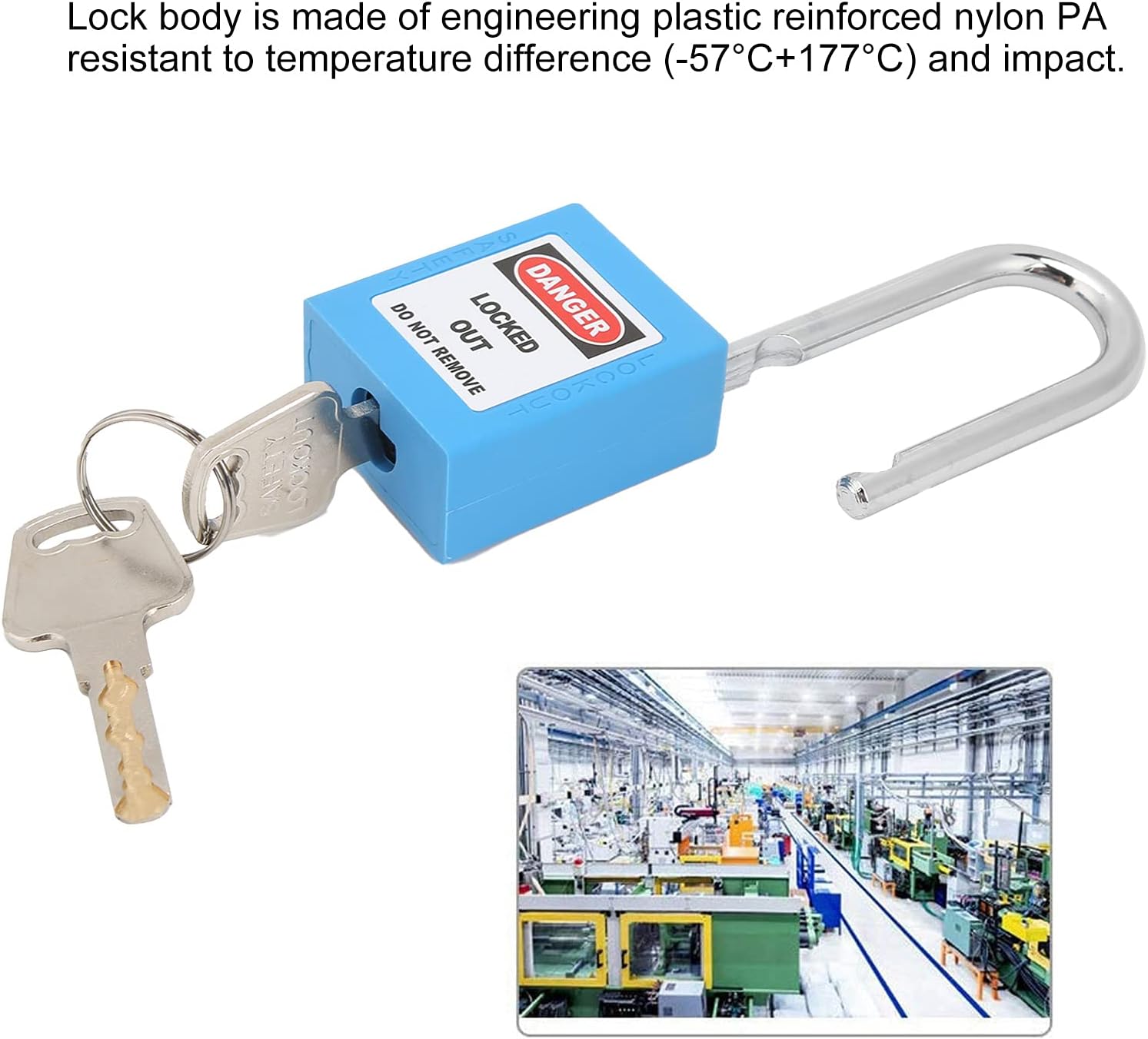 Safety Padlocks 1.5in Steel Beam, Insulated Anti - Locks 10 Sets Blue - Durable Nylon Body, Writable Label, Industrial Lockout Tagout Kit (Blue)