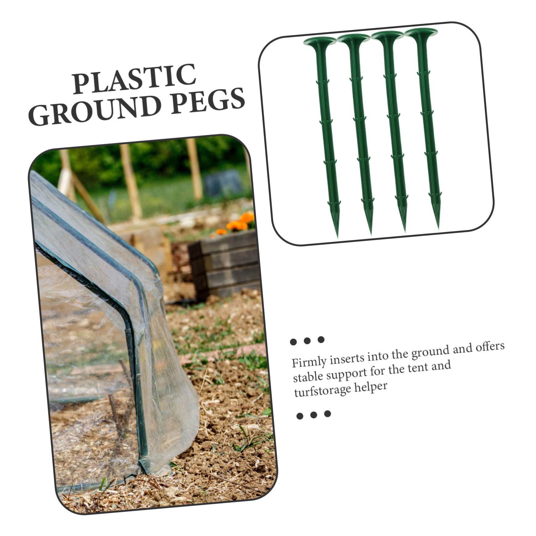 Piquets de Jardin en Plastique Verts 100 Pièces pour Bâche
