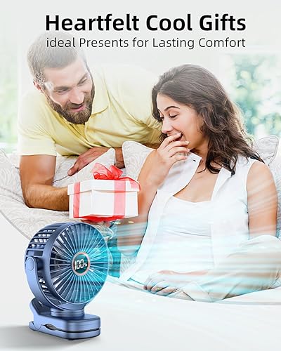 Miniatura 7 de Mini ventilador personal portátil, pequeño ventilador de cochecito con batería recargable para escritorio, agarre de abrazadera fuerte, rotación de