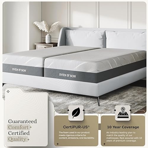 Miniatura 4 de Sven & Son Colchón de espuma viscoelástica de gel, materiales de primera calidad, espuma certificada CertiPUR-US, sin fibra de vidrio, fabricado en