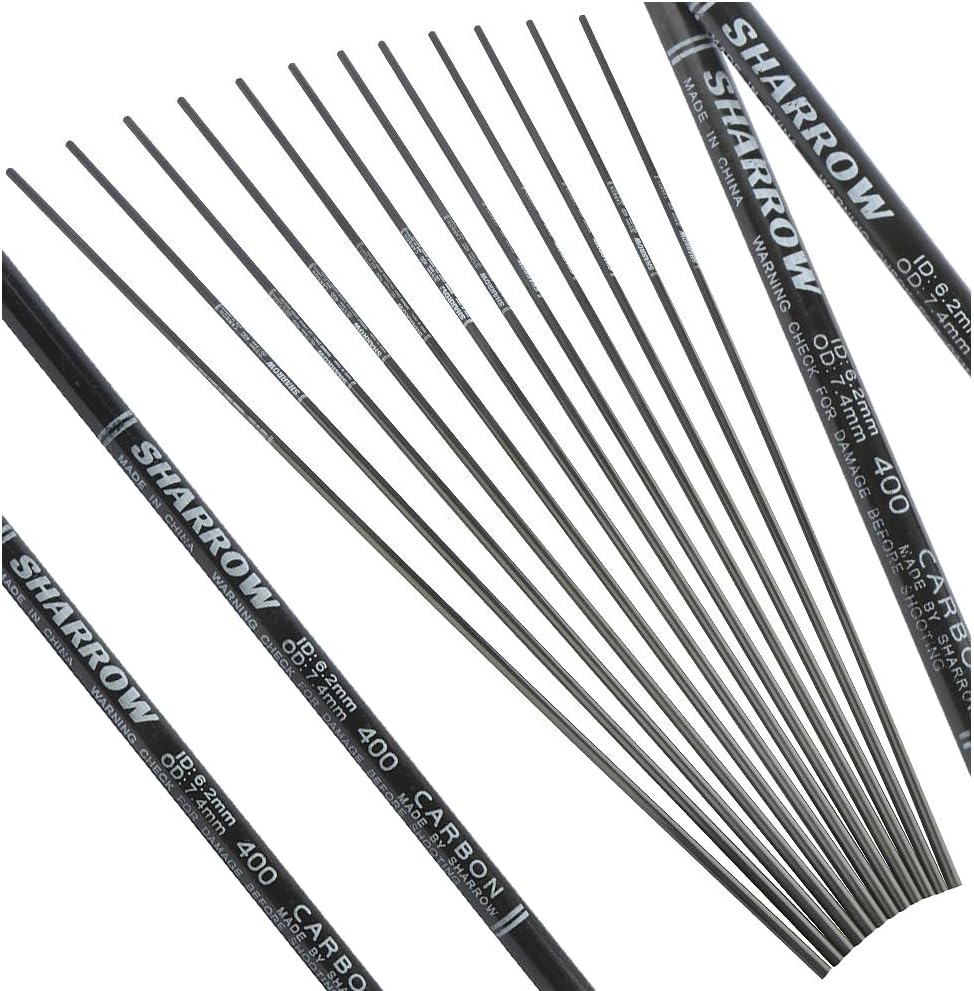 12pcs 30 Inch Pure Carbon Arrow Shaft SP400 ID6.2mm OD7.4mm for Bow Archery Hunting Target Shooting Practice