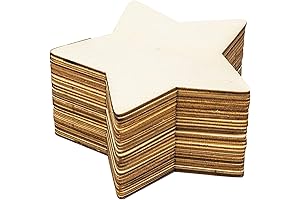 50PCS Unfinished Blank Wood Pieces, 4 Inch Natural Wooden Cutouts Ornaments for...