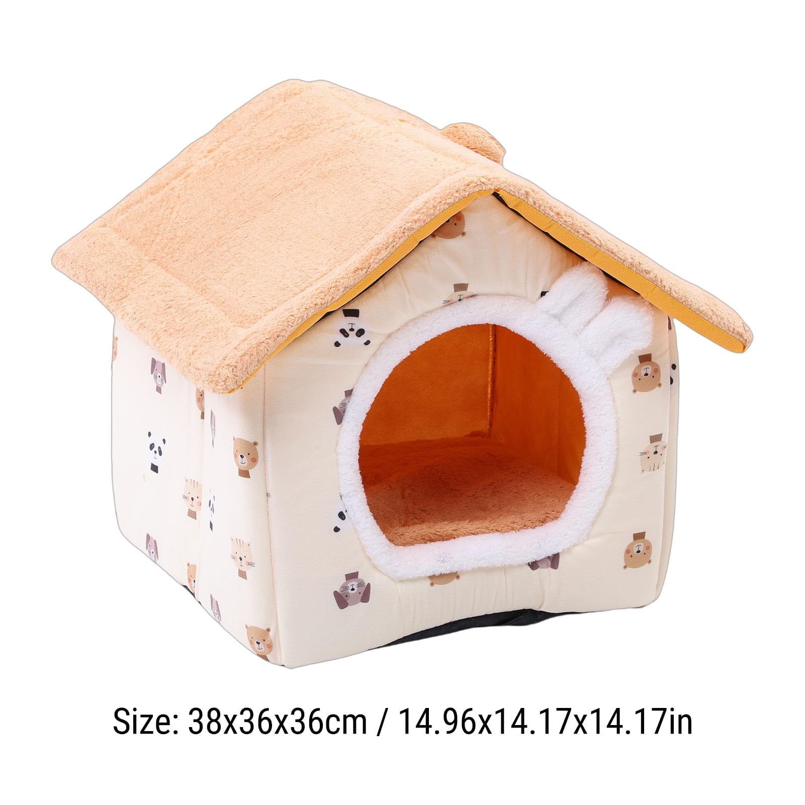 Cuccia per Gatti Invernale Calda, Staccabile e Lavabile, con Imbottitura in Peluche, Cuccia Chiusa per Animali Domestici da 2,5 a 7,5 Kg (Taglia M gialla)