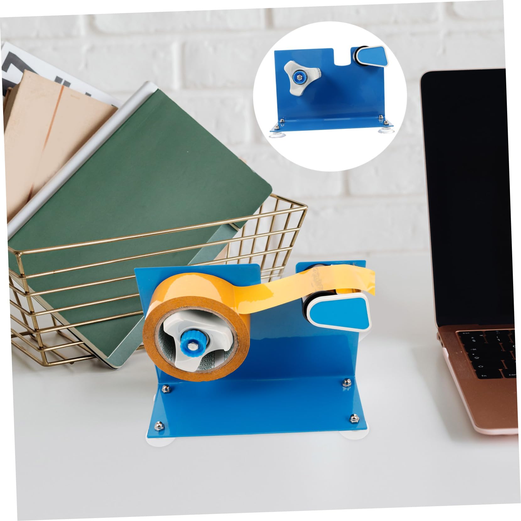 OSALADI Tisch Klebebandabroller mit Saugfuß Eisen für Klebebänder bis 5cm Breite und 19cm Außendurchmesser für Büro und Zuhause
