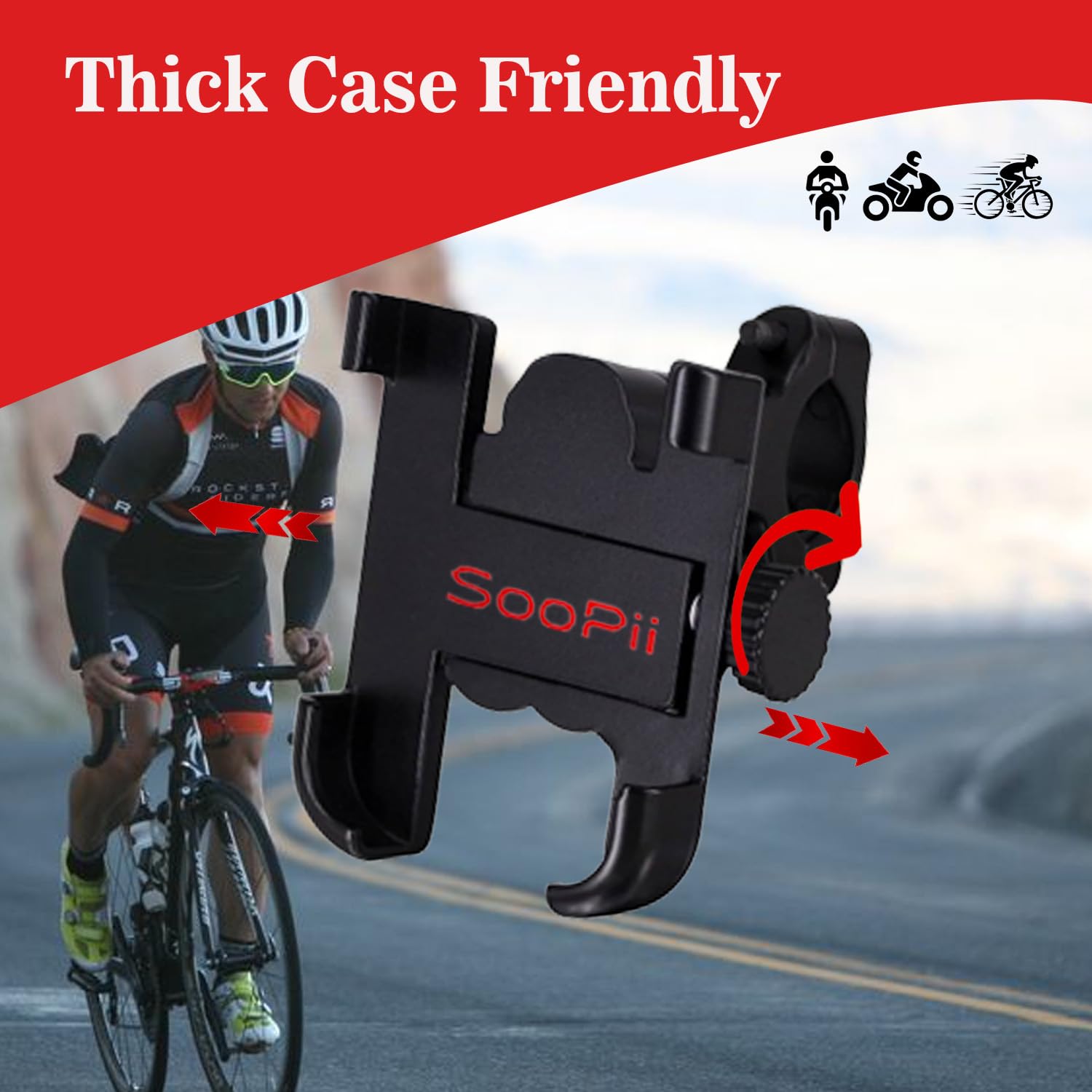 71JNlZbb1ML._SL1500_ SOOPII Universal Shock Resistance Bike, Bullet, Sports Bike Motorcycle Phone Mount Bike Mobile Cell Phone Holder (JDB06)