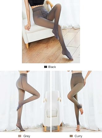 Heat Tech Leggings, Translucent Pantyhose For Women, Women Fleece Lined Tights High Waisted Thermal Pantyhose