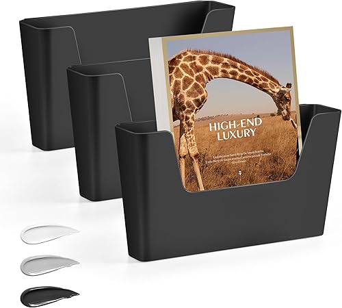 JOMOLA Soporte para archivos sin perforación, paquete de 3 organizadores de correo, organizador de archivos de montaje en pared, organizador de