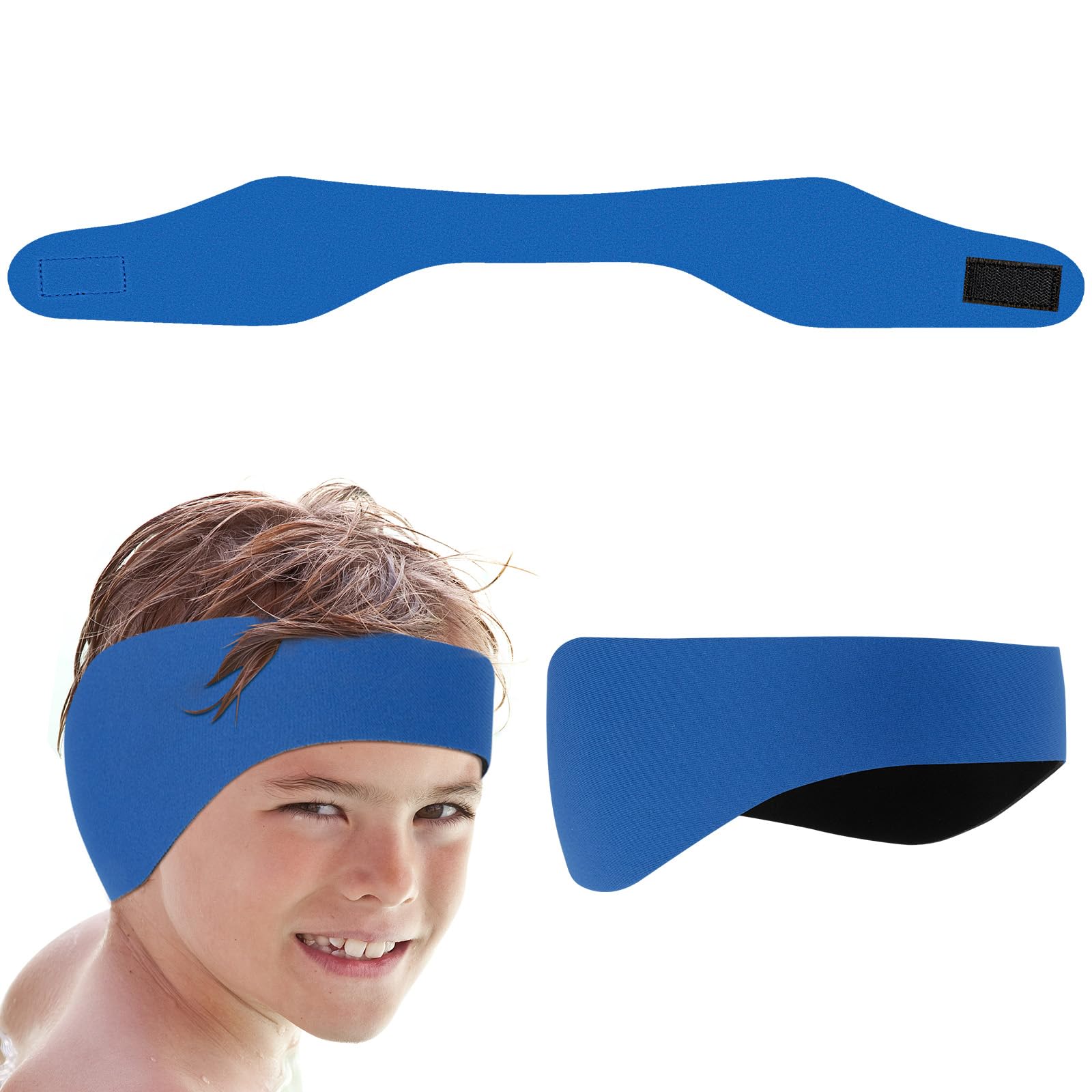 Fascia Protettiva Per Orecchie In Neoprene Per Nuoto – Regolabile, Elastica, Per Bambini E Adulti (Blu, Taglia L) - 2