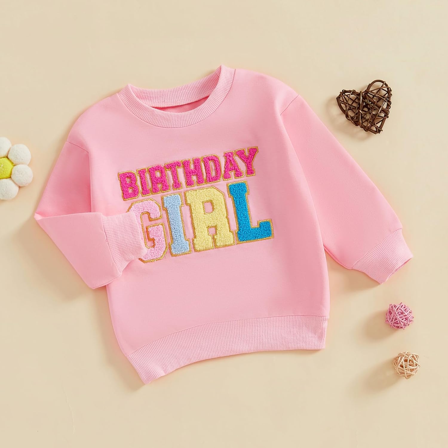 Adobabirl Toddler Baby Girl Birthday Outfit Crewneck Sweatshirt Embroidery Long Sleeve Birthday Shirt Pullover Sweater - Image 3