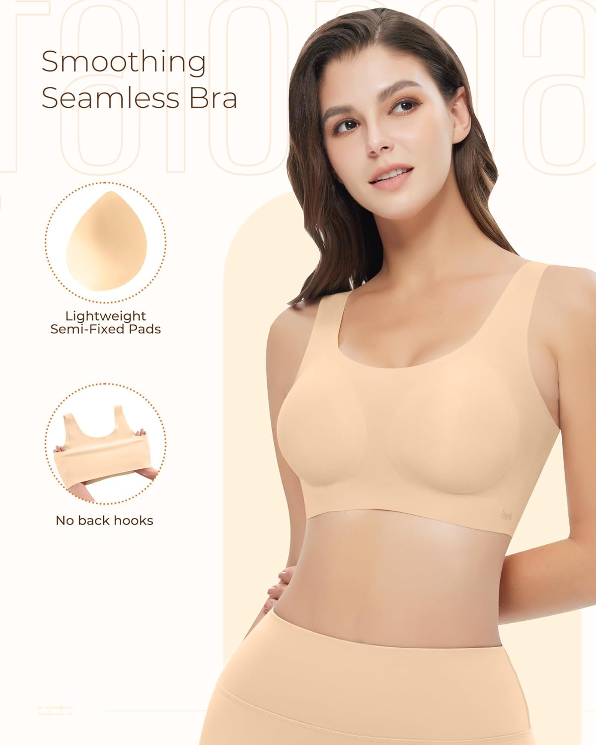 Pullover Wireless Bras for Women, Seamless Full Coverage Comfortable U Neck No Underwire T-Shirt Bra - Image 4