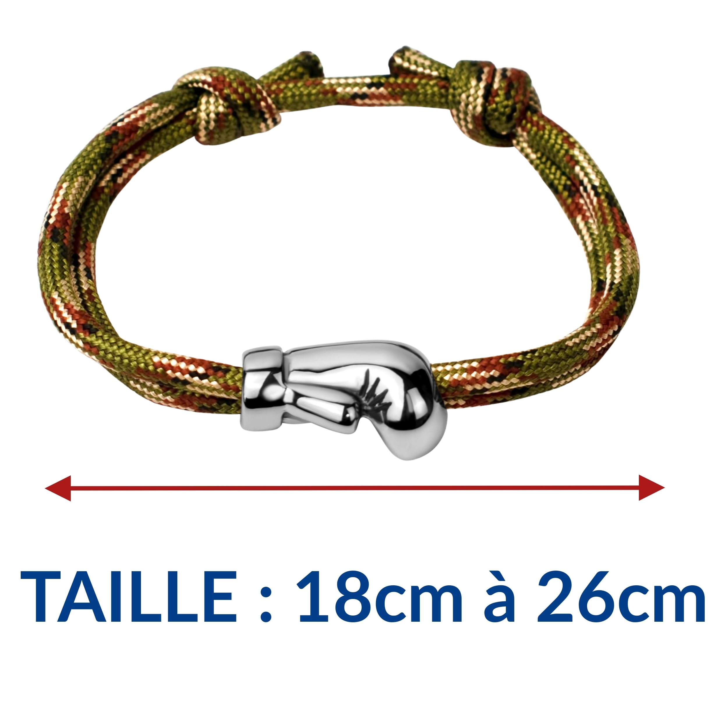 Ernestine - Bracciale Boxe in acciaio inossidabile regolabile - Idea regalo pugile uomo sport combattimento - Bracciale guanto da boxe sport - Regalo uomo Natale compleanno festa del papà - ragazzo