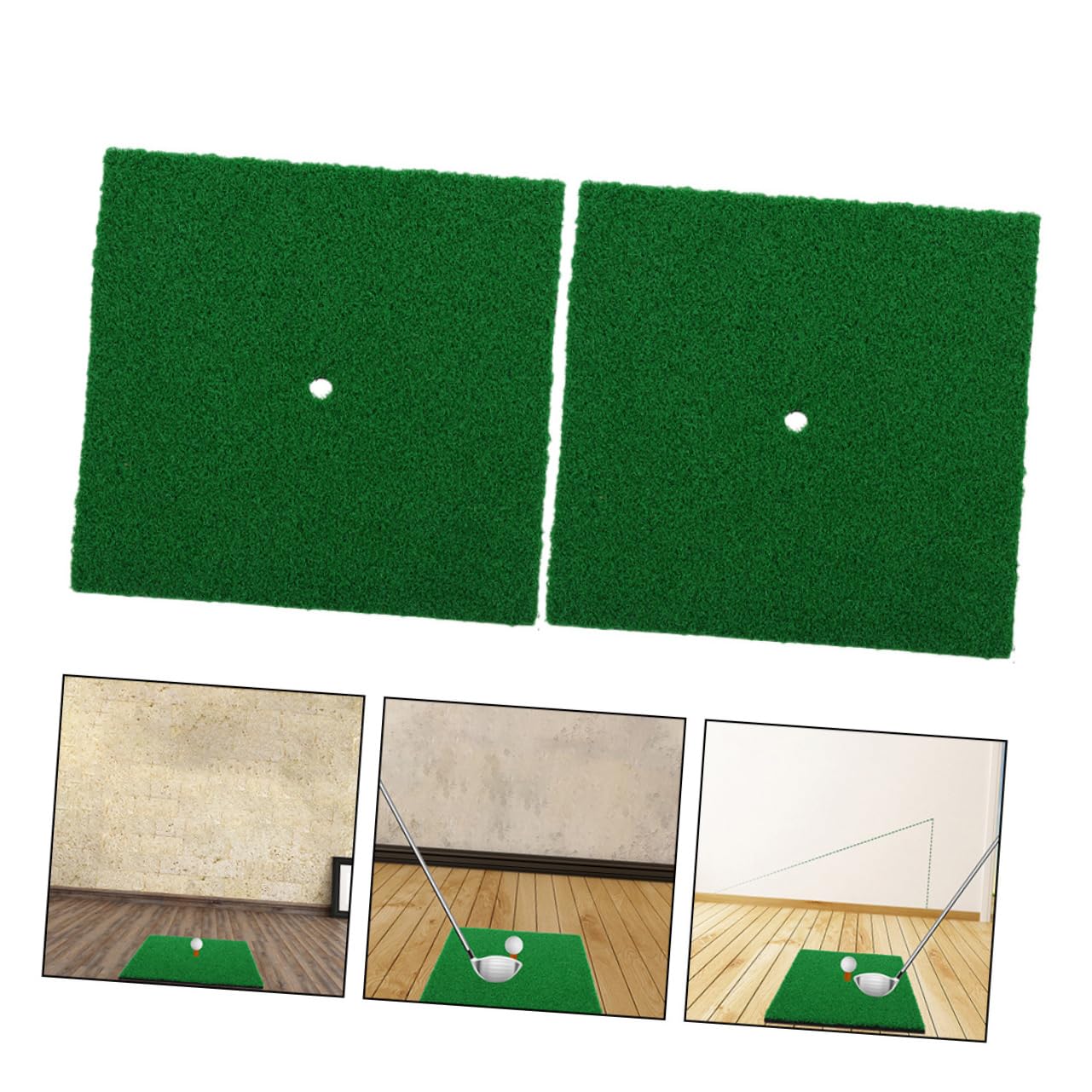 KOMBIUDA 2pcs Golf Hitting Practice Mat Grass Training Accessory for Skills Improvement Golfing Practice Pad for Beginners and Professionals