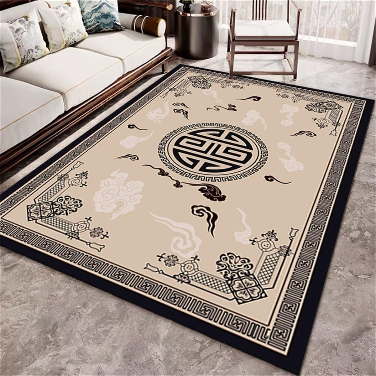 Tapis moumoute doux 180x280cm tapis de restaurant de luxe léger base noire