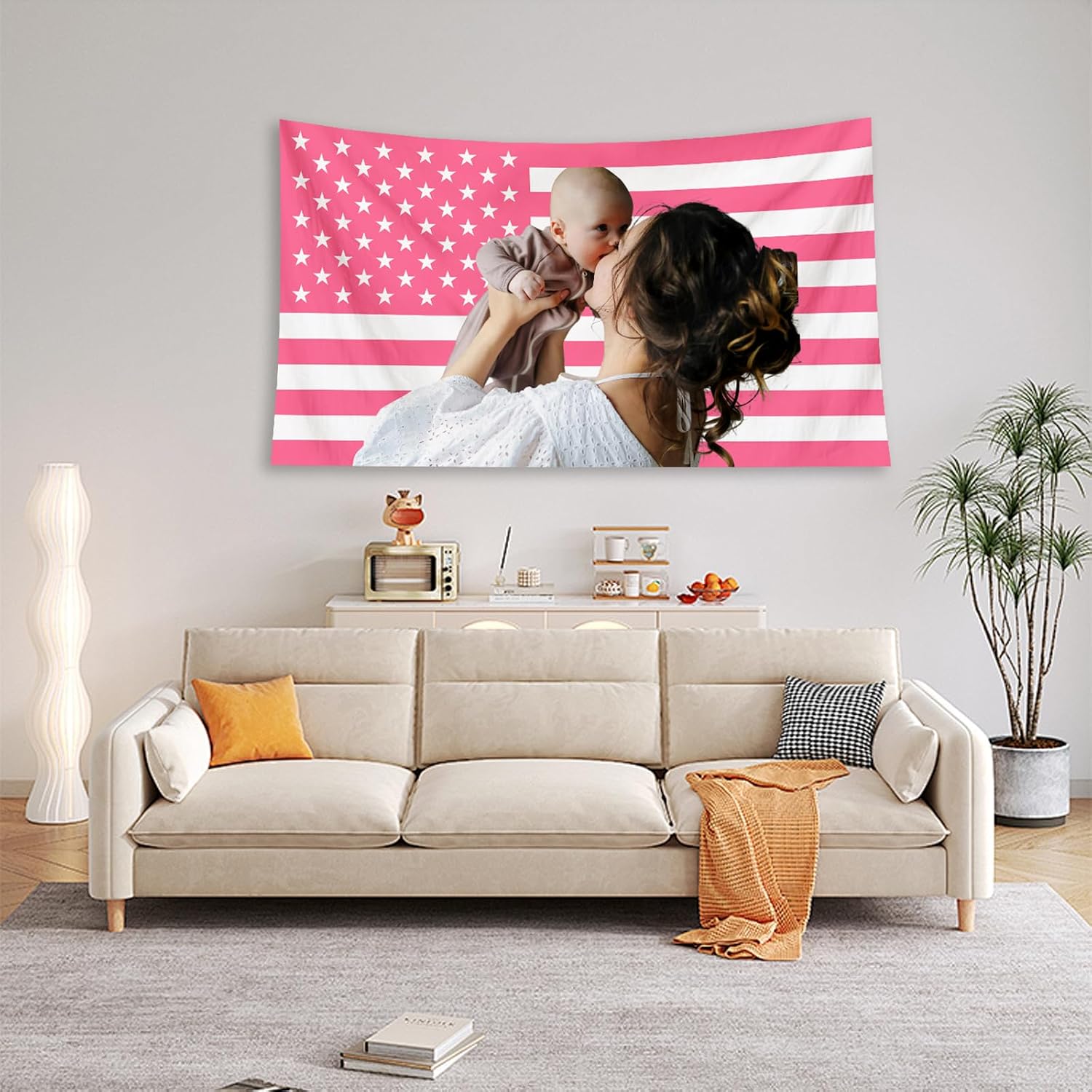 Custom Pink America Flag 5x8FT Add Personalized Images To Customize Flags, Tapestries, Posters That Can Be Hung In Living Rooms, Bedrooms, Dormitories, Clubs, Bars, And Other Indoor And Outdoor Spaces.