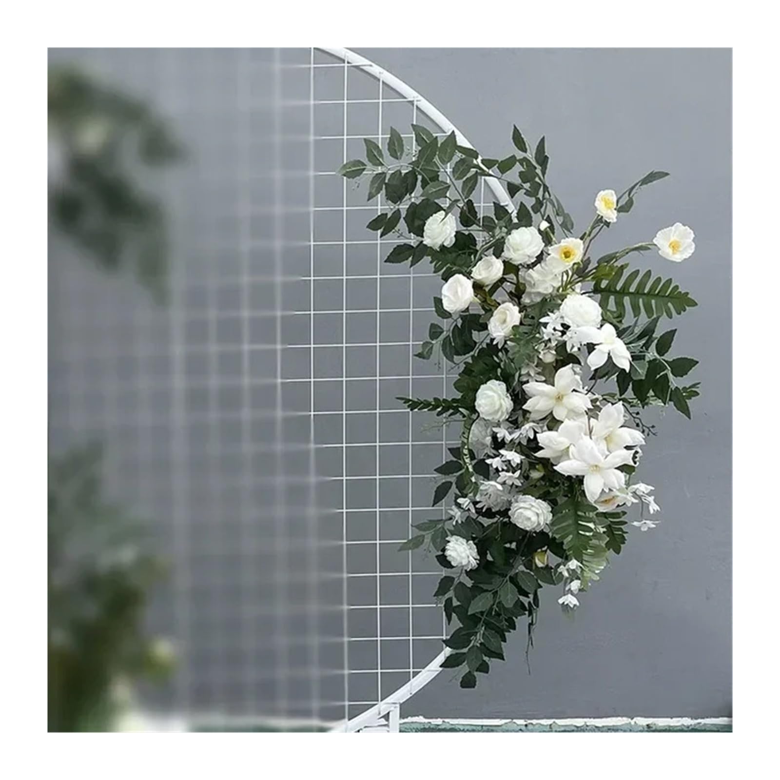 Zymjzbetic M White Artificial Wedding Arch Flowers Kit Wedding Flower Artificia Silk Flowers Window Decoration Props T Stage Leaf Hanging(M White)