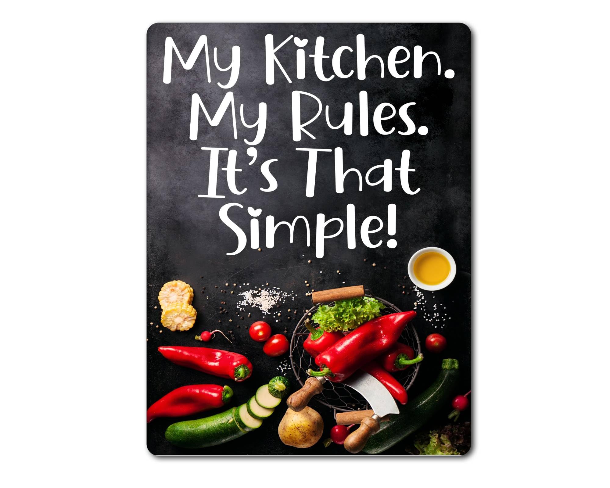 Decalarama Kitchen Metal Sign Gift – My Kitchen My Rules - Cute Fun Novelty Aluminium Present
