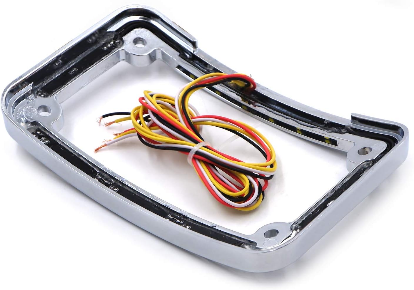 Nеw Arrіvаlѕ HTTMT- Dual LED Curved Motorcycle License Plate Frame w/Turn-Signal,Brake Light - Chrome Finish Universal Compatible with Any Motorcycle [P/N: MT294-007-CD]…