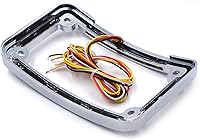 Vista 5 de HTTMT - Marco de matrícula curvo LED dual para motocicleta con señal de giro, luz de freno - Acabado cromado Universal compatible con cualquier